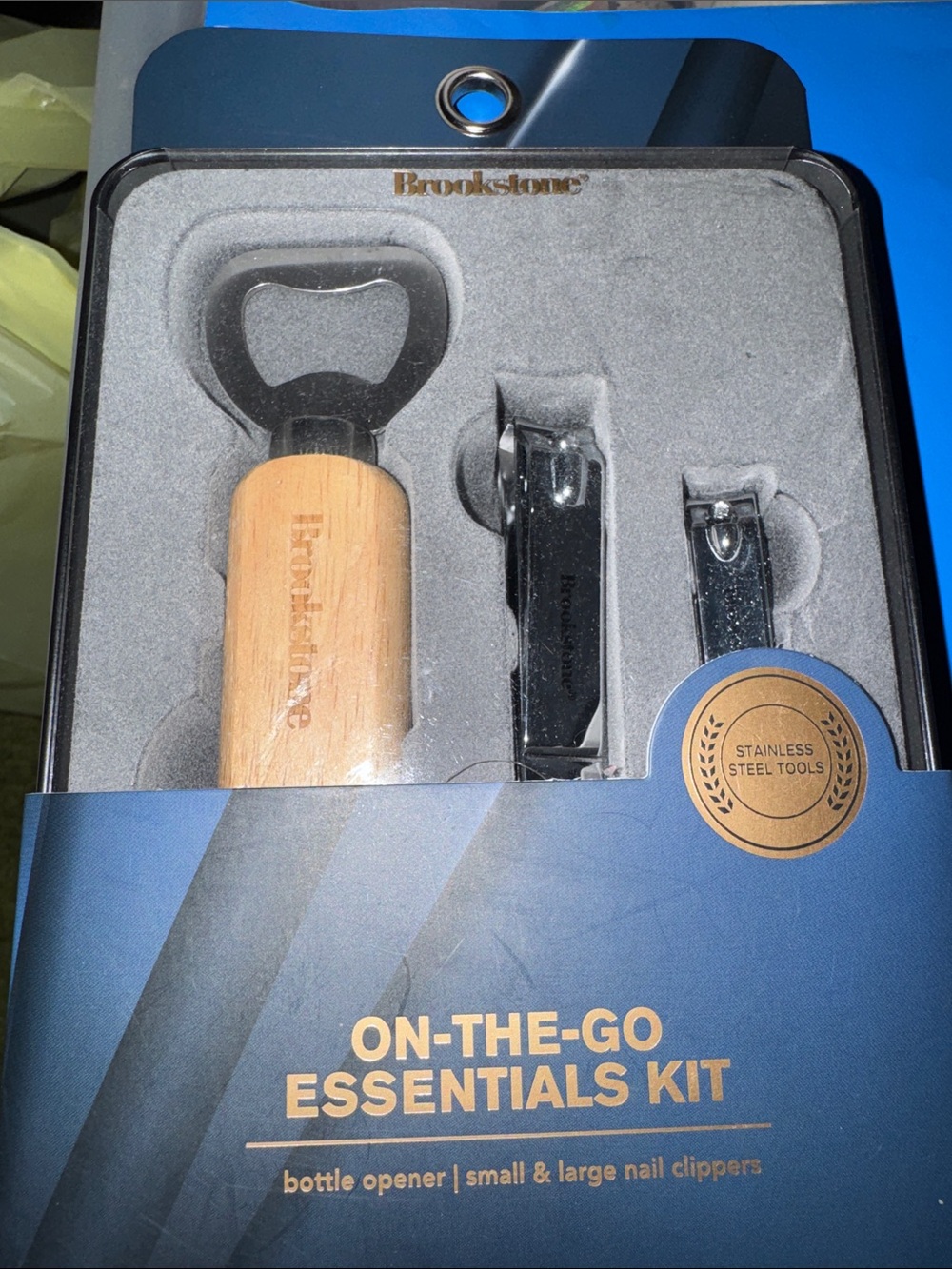 Brookstone Natural Wood & Silver Grooming Kit